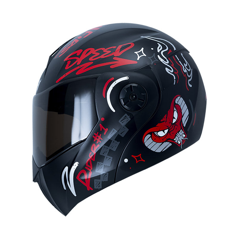 CASCO ICH ICH-3110DV NO FEAR MATE NEGRO ROJO VISOR HUMO