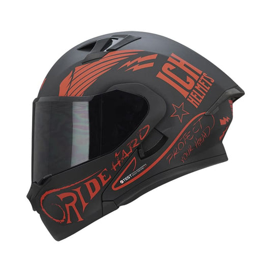 CASCO ICH ICH-3120DV SQUAD MATE NEGRO ROJO VISOR HUMO