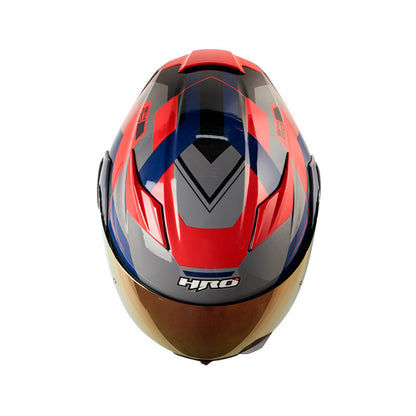 CASCO HRO HRO-3400DV LOU GRIS OSCURO ROJO VISOR IRIDIUM ROJO