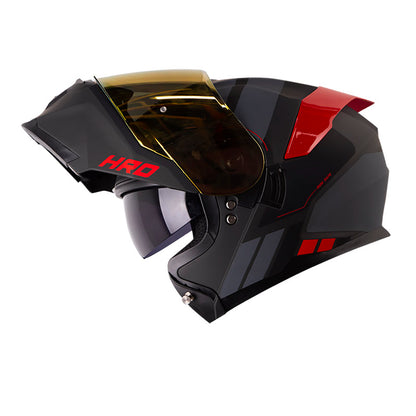 CASCO HRO HRO-3440 DV ROC MATE GRIS OSCURO ROJO VISOR IRIDIUM