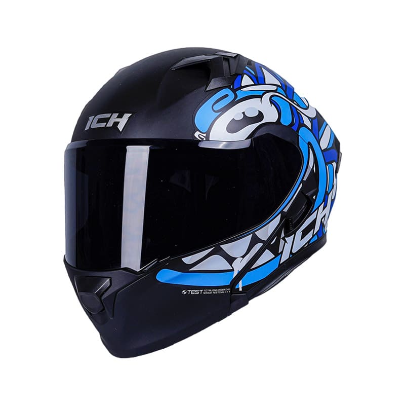 CASCO ICH ICH-3120DV OHAN MATE NEGRO AZUL VISOR HUMO