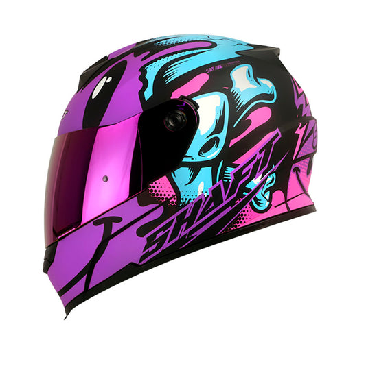 CASCO SHAFT SH-502 SMILEY MATE NEGRO MORADO VISOR IRIDIUM