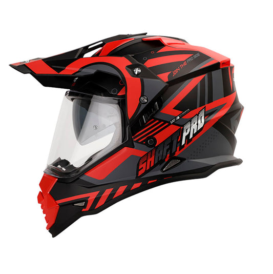 CASCO SHAFT MX370 DV PRO BILETARER MATE NEGRO ROJO