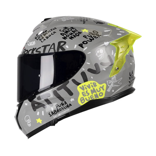 CASCO SHAFT SH-610DV PRO PURO POWER GRIS AMARILLO VISOR HUMO