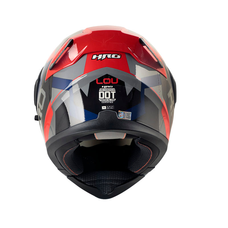 CASCO HRO HRO-3400DV LOU GRIS OSCURO ROJO VISOR IRIDIUM ROJO