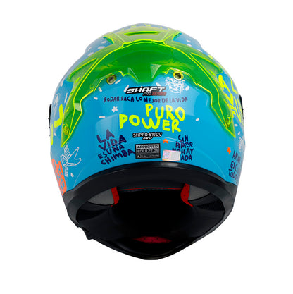 CASCO SHAFT SH-610DV PRO PURO POWER AZUL NARANJA VISOR AZUL