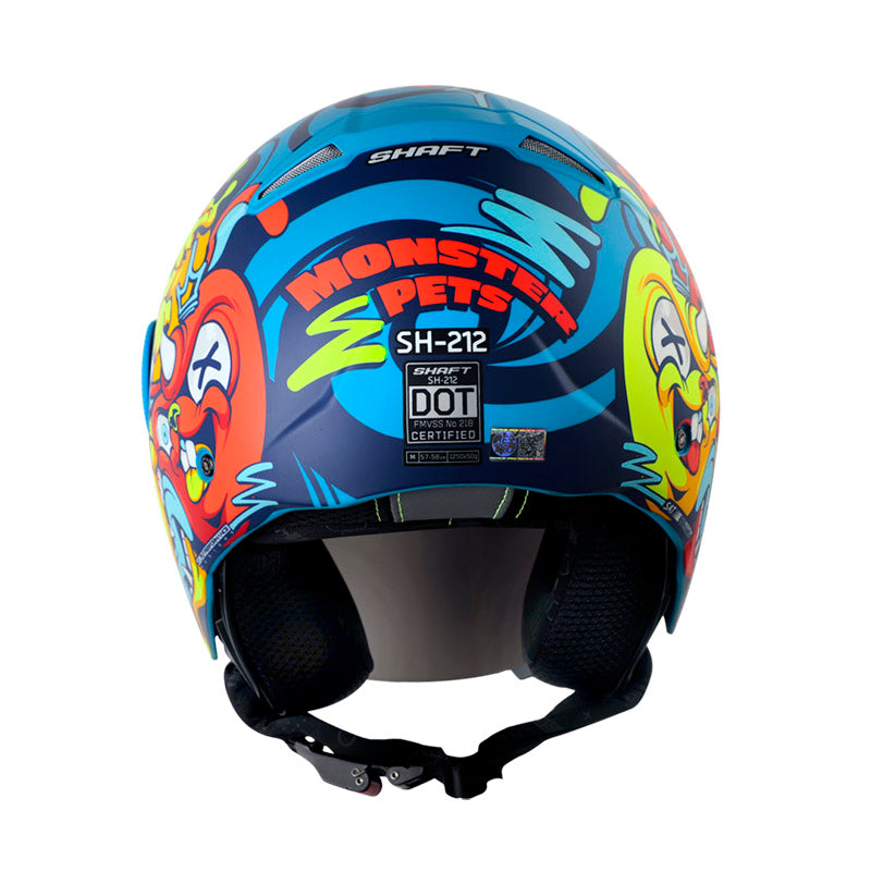 CASCO SHAFT SH-212 MONSTER PETS MATE AZUL NARANJA VISOR AZUL