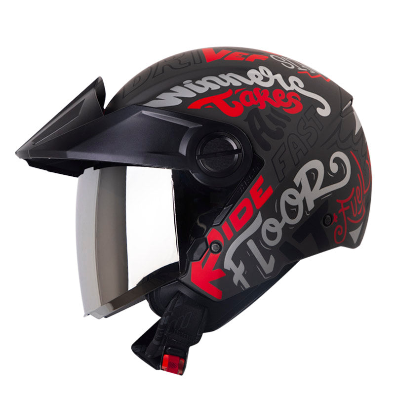 CASCO SHAFT SH-212 RACER MATE GRIS OSCURO ROJO IRIDIUM