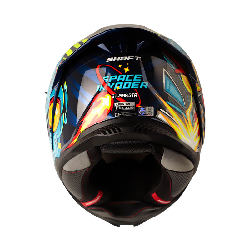 CASCO SHAFT SH-598GTR SPACE INVADER AZUL METAL VISOR REVO