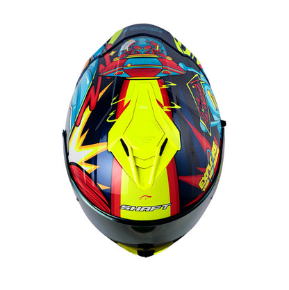 CASCO SHAFT SH-598GTR SPACE INVADER AZUL METAL VISOR REVO