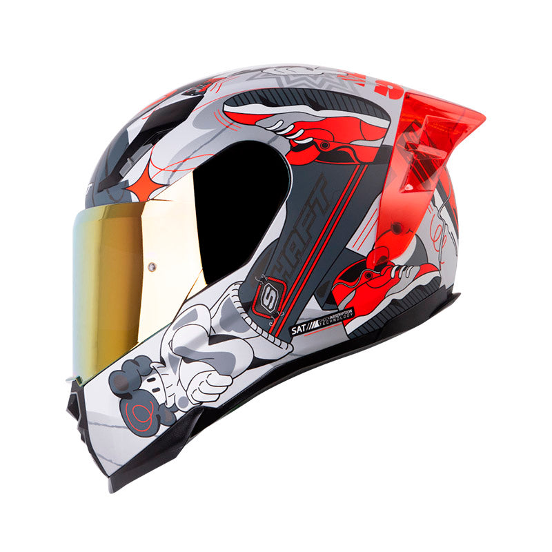 CASCO SHAFT SH-562R FAST FOOT MATE GRIS ROJO VISOR IRIDIUM