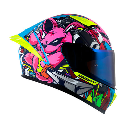 CASCO SHAFT SH-590SR NINJA BUNNY MATE AZUL FUCSIA IRIDIUM