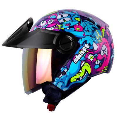CASCO SHAFT SH-212 MONSTER PETS MORADO FUCSIA VISOR MORADO