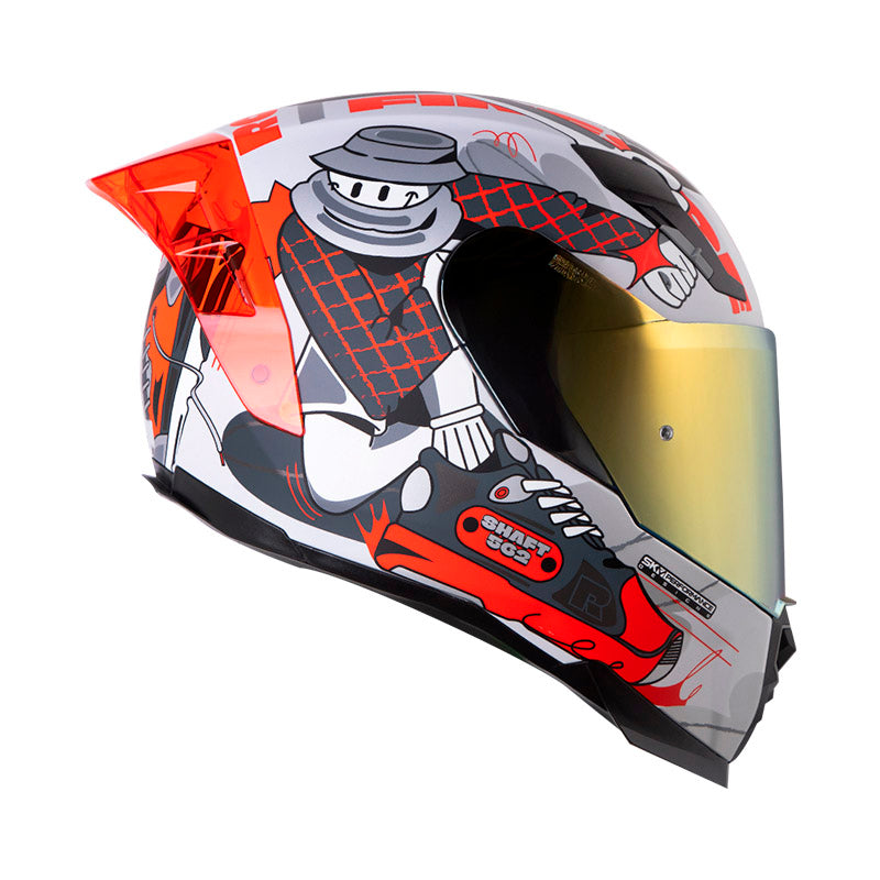 CASCO SHAFT SH-562R FAST FOOT MATE GRIS ROJO VISOR IRIDIUM