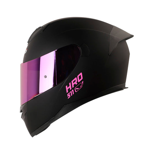 CASCO HRO HRO-511 SOLID MATE NEGRO FUCSIA VISOR IRIDIUM