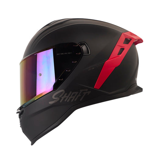 CASCO SHAFT SH-598GTR SOLID MATE NEGRO NEGRO VISOR ROJO