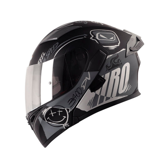 CASCO HRO HRO-3400DV RAZOR MATE NEGRO GRIS VISOR IRIDIUM
