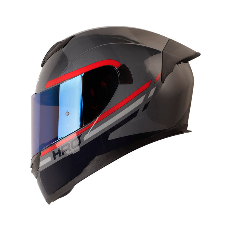 CASCO HRO HRO-511 NET GRIS OSCURO ROJO VISOR IRIDIUM AZUL