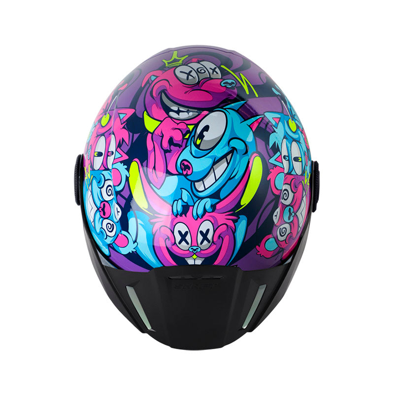 CASCO SHAFT SH-212 MONSTER PETS MORADO FUCSIA VISOR MORADO