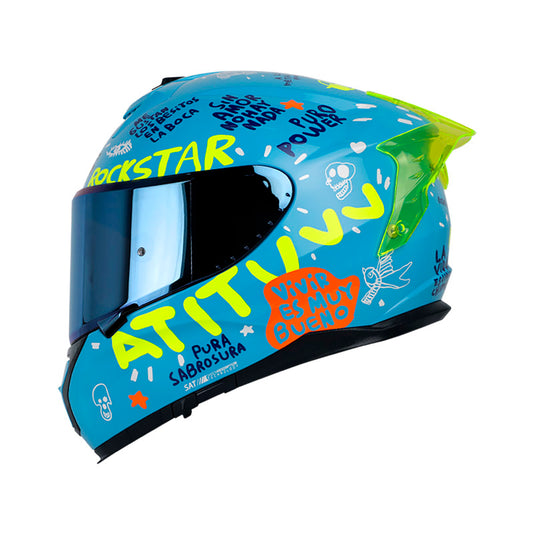 CASCO SHAFT SH-610DV PRO PURO POWER AZUL NARANJA VISOR AZUL