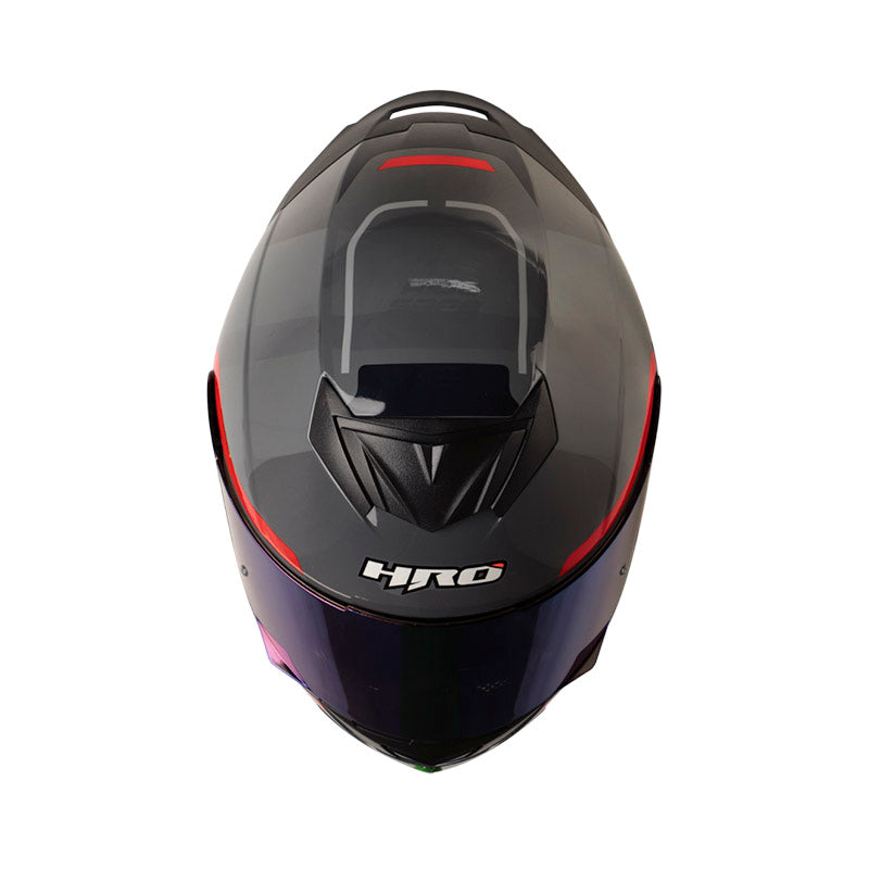CASCO HRO HRO-511 NET GRIS OSCURO ROJO VISOR IRIDIUM AZUL