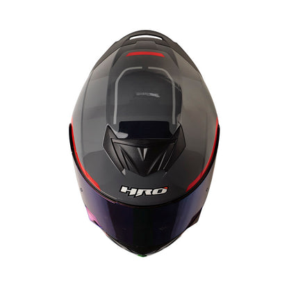 CASCO HRO HRO-511 NET GRIS OSCURO ROJO VISOR IRIDIUM AZUL