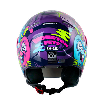 CASCO SHAFT SH-212 MONSTER PETS MORADO FUCSIA VISOR MORADO