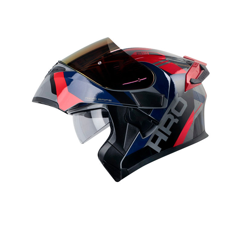 CASCO HRO HRO-3400DV LOU GRIS OSCURO ROJO VISOR IRIDIUM ROJO