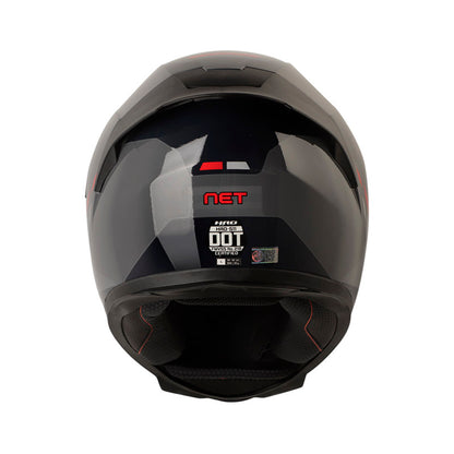 CASCO HRO HRO-511 NET GRIS OSCURO ROJO VISOR IRIDIUM AZUL