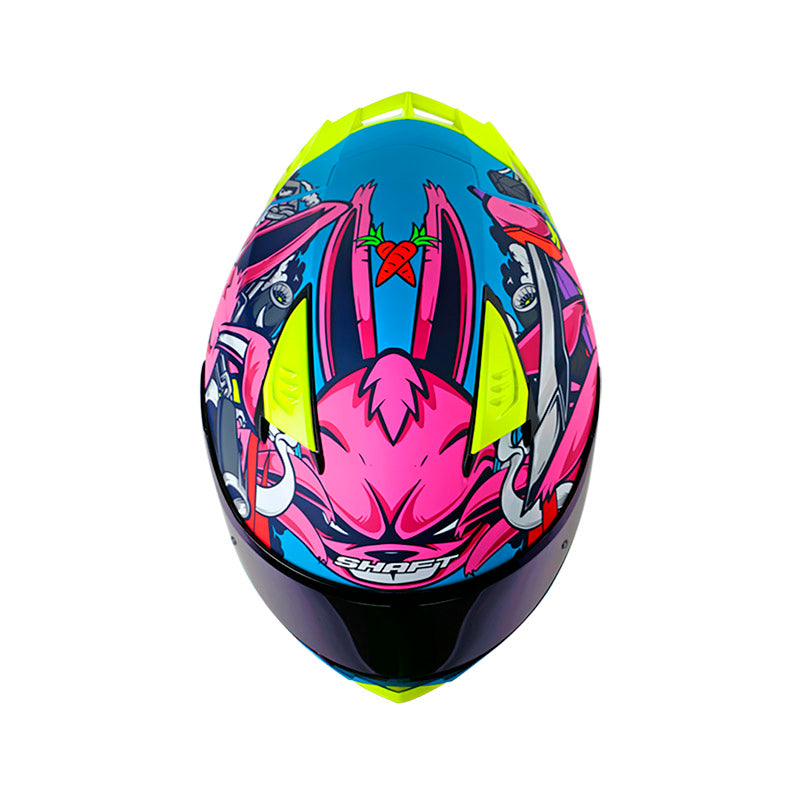 CASCO SHAFT SH-590SR NINJA BUNNY MATE AZUL FUCSIA IRIDIUM