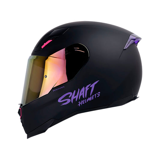 CASCO SHAFT SH-562 SOLID MATE NEGRO MORADO VISOR IRIDIUM