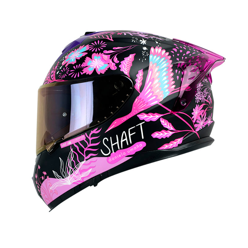 CASCO SHAFT SH-610EVO BLOOM MATE NEGRO FUCSIA VISOR IRIDIUM