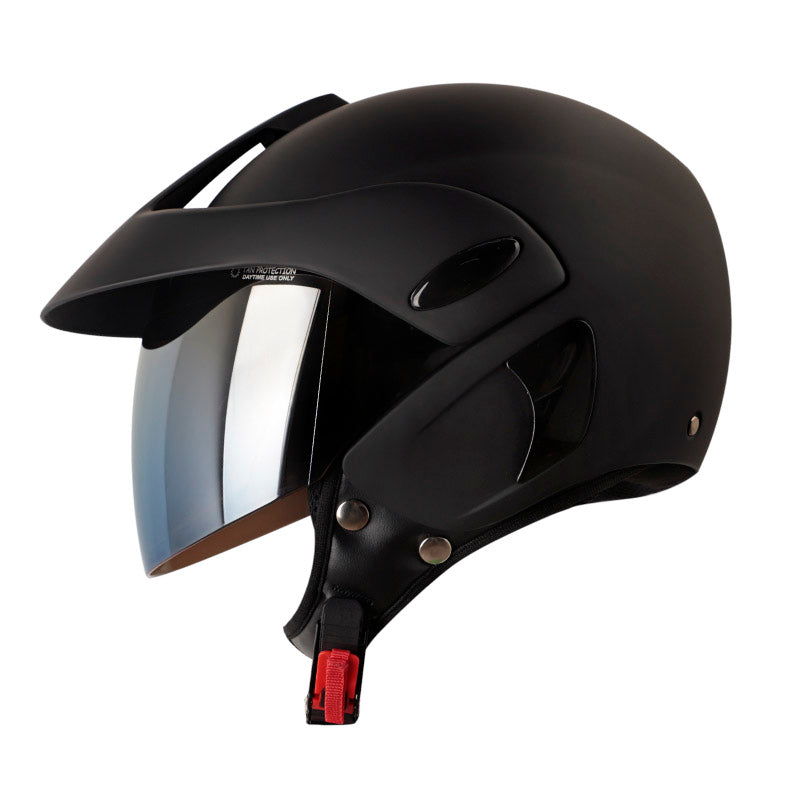 CASCO ICH ICH-205 SOLID MATE NEGRO PLATA VISOR IRIDIUM AZUL
