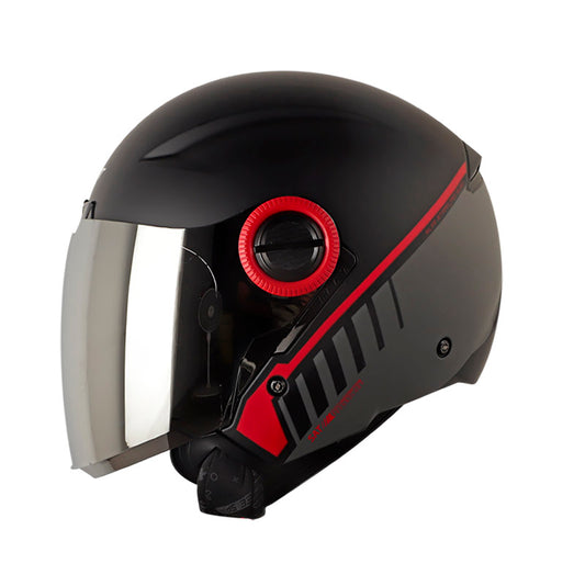 CASCO SHAFT SH-212 TELEMETRY MATE NEGRO ROJO VISOR PLATA