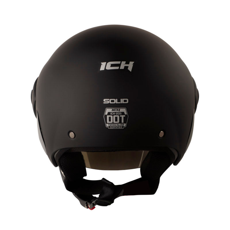 CASCO ICH ICH-205 SOLID MATE NEGRO PLATA VISOR IRIDIUM AZUL