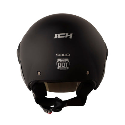 CASCO ICH ICH-205 SOLID MATE NEGRO PLATA VISOR IRIDIUM AZUL