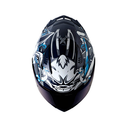 CASCO SHAFT SH-590SR NINJA BUNNY AZUL NAVY BLANCO IRIDIUM