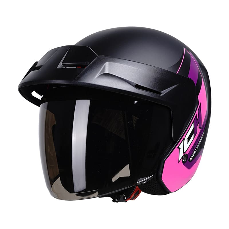 CASCO ICH ICH-101 TERRA MATE NEGRO FUCSIA VISOR HUMO
