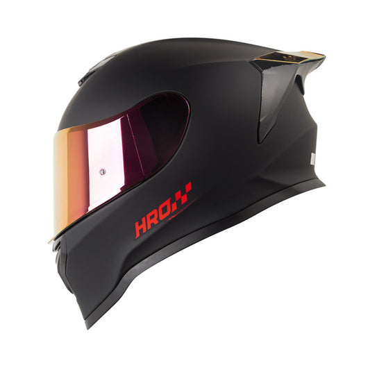 CASCO HRO HRO-506SP SOLID MATE NEGO ROJO VISOR IRIDIUM ROJO