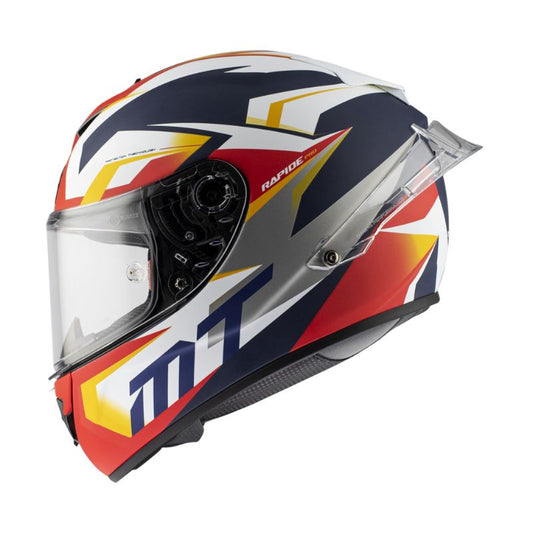 CASCO MT RAPIDE PRO FUGAZ BLANCO NARANJA AZUL