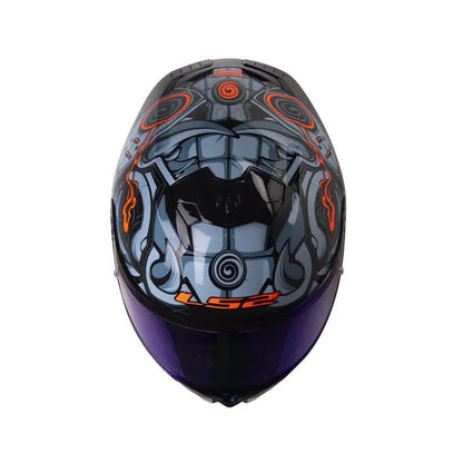 CASCO LS2 FF808 STREAM II SAMURAI GRIS AZUL VISOR REVO