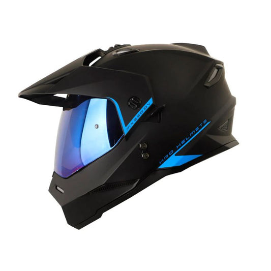 CASCO HRO HRO-MX330DV SOLID MATE NEGRO AZUL VISOIR IRIDIUM