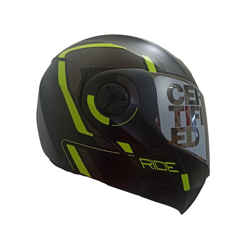 CASCO ICH-3110DV LUXINE MATE NEGRO AMARILLO NEON VISOR PLATA