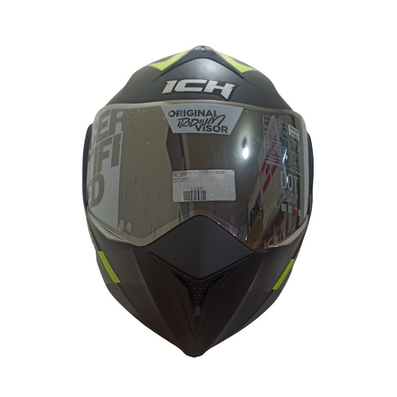 CASCO ICH-3110DV LUXINE MATE NEGRO AMARILLO NEON VISOR PLATA