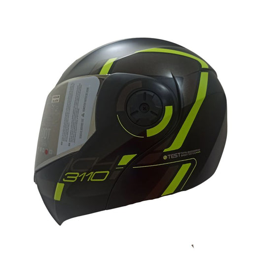 CASCO ICH-3110DV LUXINE MATE NEGRO AMARILLO NEON VISOR PLATA