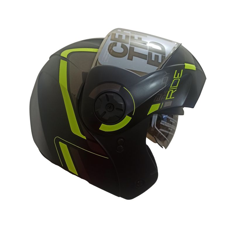 CASCO ICH-3110DV LUXINE MATE NEGRO AMARILLO NEON VISOR PLATA
