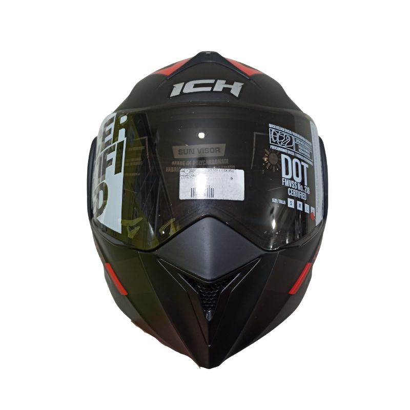 CASCO ICH-3110DV LUXINE MATE NEGRO ROJO VISOR HUMO