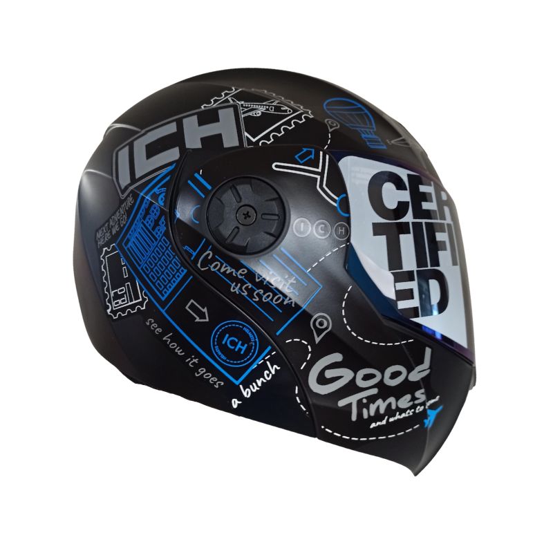 CASCO ICH-3110DV WHERE TO NEXT MATE NEGRO AZUL VISOR AZUL