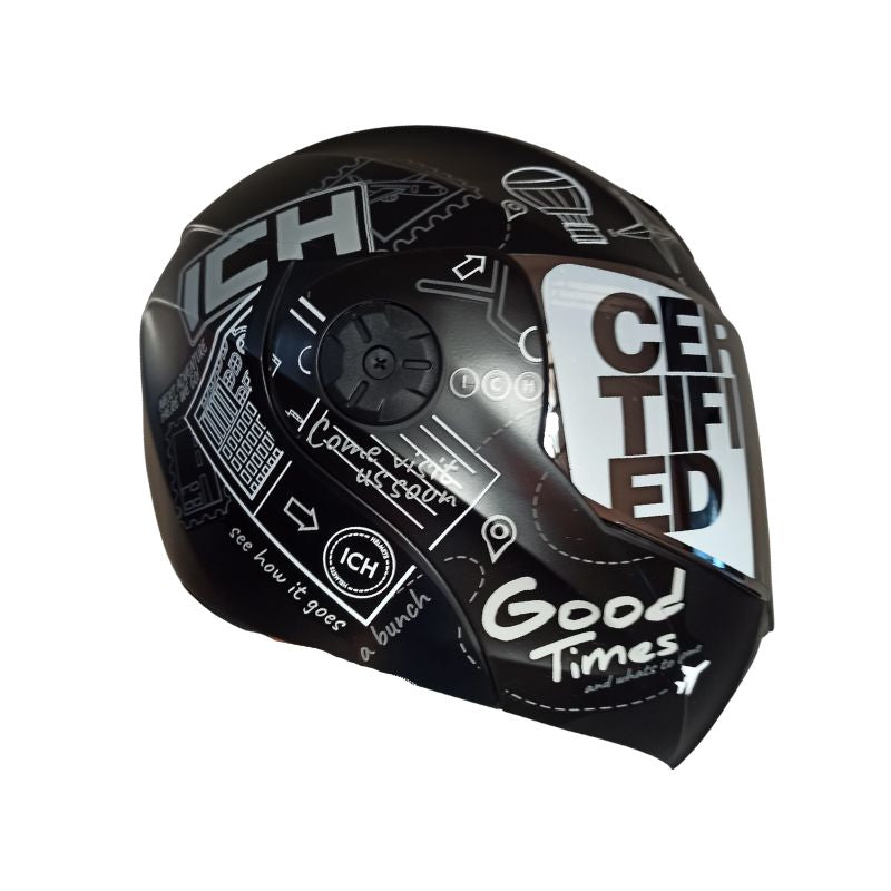 CASCO ICH-3110DV WHERE TO NEXT MATE NEGRO BLANCO VISOR PLATA