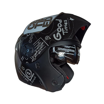 CASCO ICH-3110DV WHERE TO NEXT MATE NEGRO BLANCO VISOR PLATA